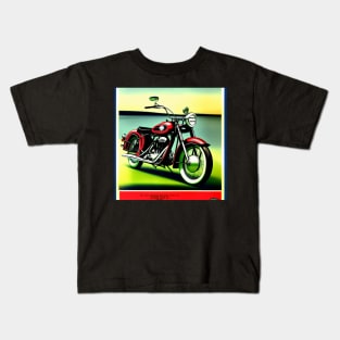 Vintage Red Motorcycle Poster Kids T-Shirt